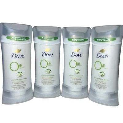 4x Dove 0% Aluminum Deodorant Cucumber & Green Tea Scent Stick 2.6oz New - Image 1 of 4