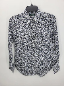 Blusa Artística Lauren Ralph Lauren Top Mujer Pequeña Azul Floral Manga Larga - Imagen 1 de 11