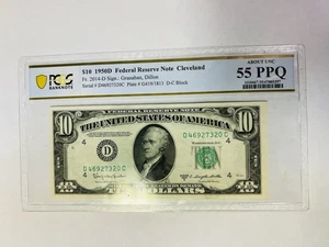 Fr. 2014-D 1950D $10 Federal Reserve Note Cleveland 55 PPQ Sign Granahan Dillon - Picture 1 of 2
