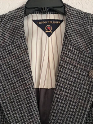 Vintage Tommy Hilfiger Sport Tweed Houndstooth Two Button Jacket Blazer Gorgeous - Image 1 of 4