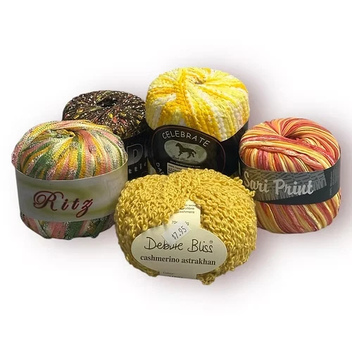 Muestreador de hilo de textura de novedad 5 madejas - escalera de cinta Boucle - elige el tema Foto 1 de 4