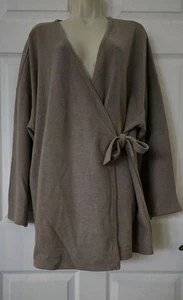 J Jill Woman Cozy Soft Mocha Tie Front Wrap Cardigan Pockets Sz 2X NWT - Picture 1 of 10