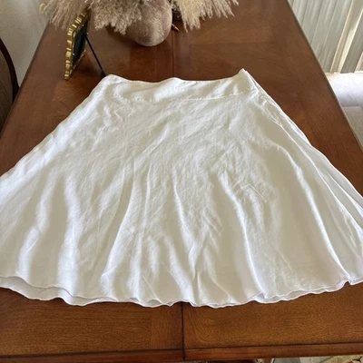 Nic + Zoe белый льняной смеси трапециевидная юбка миди женщин 14 Flowy классический * недостаток - Изображение 1 из 4