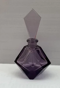 Lila Amethyst geschliffenes Glas Parfüm Flakon Hergestellt in Japan 4 1/2 Zoll - Bild 1 von 1
