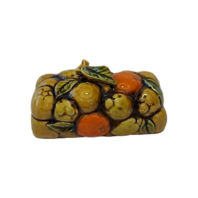 MCM Frutas Naranjas Cerámica Mantequilla Plato Tapa Cubierta 'SOLO' Amarillo Naranja Japón De Colección Foto 1 de 4
