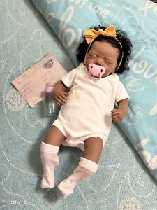 20inch Realistic Reborn Baby Doll Newborn Sleeping Dark Skin Girl Soft Body GIFT
