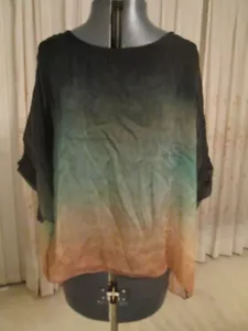 GIUSY silk blend top blouse, ombre, stretch lining, made Italy S, BNWT - Picture 1 of 14