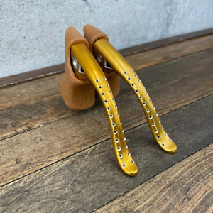 Vintage Modolo Gold Brake Levers Drillium Non Aero NOS Alloy 1980s Drop Bar - Picture 1 of 13