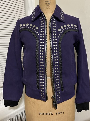 Giacca Coach in pelle con borchie bandana taglia 2 nuova con etichetta