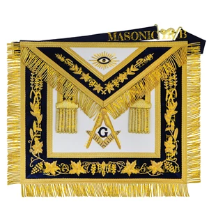 Handmade Masonic Master Mason Apron with Compasses & Square- Genuine Lambskin - Picture 1 of 12