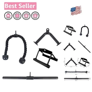 Durable Chrome Finish Cable Machine Attachments Set - V-Shaped Bar, Rotating Bar - Picture 1 of 8