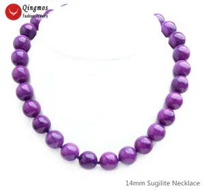 Moderno collar redondo de sugilita púrpura de 12 mm para mujer joyería fina 17"" nec6542 - Imagen 1 de 6