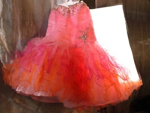 Bright Colored PINK & ORANGE Prom, Sweet 16 or Bridal dress Used Worn Once - Picture 1 of 13