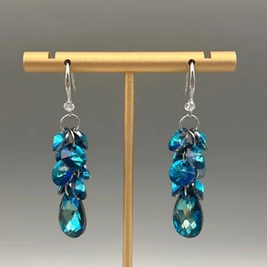 Handmade glanzvolle Ohrringe mit Swarovski® Kristalle Damen Geschenk Neu - Bild 1 von 4