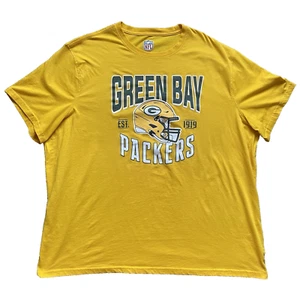 NFL Green Bay Packers Football Yellow T Shirt Size 4XL White Short Sleeved - Picture 1 of 7