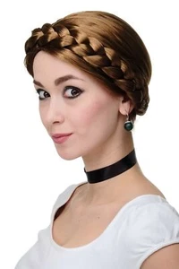 Perücke Fasching Karneval geflochtener Zopf Tracht Ukraine Braun RJ010-P8 - Bild 1 von 5