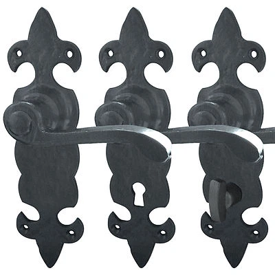 Fleur de Lys Internal Door Handles Sets Lever On Backplate Black Antique - Image 1 of 2