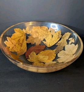 Vtg Resinplast Italian Made Autumn Leaves Bowl 11" - Picture 1 of 9