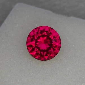 Precision Cut - 7.70 ct Lab Ruby, 12 MM Round Cut Ruby, Solitaire Gemstone - Picture 1 of 5