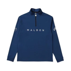 MALBON GOLF Golf Wear Long Sleeve Half Zip Pullover Shirt NAVY Japan NEW Size XL - Picture 1 of 3
