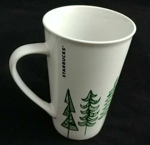 Starbucks 2015 Green Trees Tall Holiday Christmas Coffee Cup Mug 14 oz - Picture 1 of 4