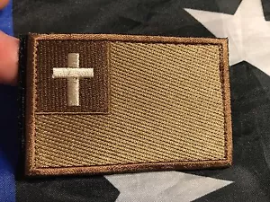BANDERA CRISTIANA Cruz de Jesucristo Bordador Táctico Gancho/Bucle Parche MARRÓN - Imagen 1 de 8