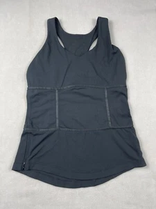 Camiseta sin mangas Lululemon para mujer 8 negra Yoga cremallera lateral detalle de cinta sujetador integrado malla - Imagen 1 de 15