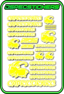 CAPRICORN RC STICKER A5 LAB 1/8 F1 1/10 TESLA ELECTRIC NITRO CAR HARD YELLOW W - Picture 1 of 9