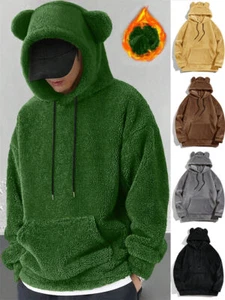 Fashion Mens Fleece Hoodie Workout Top Casual Hooded Coat Long Sleeve Sweatshirt - Picture 1 of 20