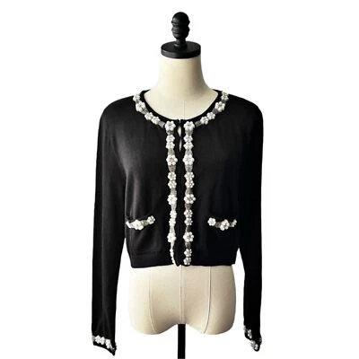 Berek Takako Sakon Pearl Encrusted Crop Cardigan M - Image 1 of 4