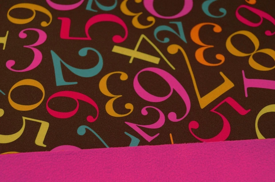 Softshell Druck Stoff  Modestoffe Outdoorstoffe  50x145 cm Zahlen Schwarz pink - Bild 1 von 1
