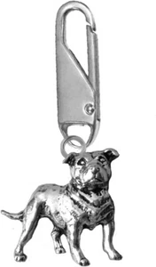 D17 Staffie Staffordshire Bull Terrier Dog SILVER SNAP Detachable Zipper Pulls - Picture 1 of 4