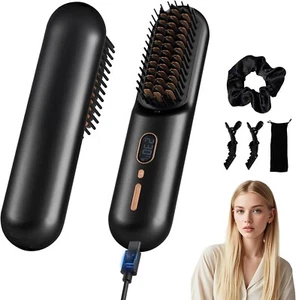 Cordless Hair Straightener Brush Portable Mini Straightening Brush for Travel Up - Picture 1 of 7