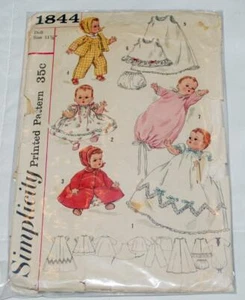Vtg Doll Pattern Simplicity 1844 BETSY WETSY TINY TEARS 11.5" COMPLETE Clothes - Picture 1 of 3