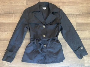 Giacca Gallery Co. – Belted Button Down Dressy Trench Coat - Size Small - Black - Picture 1 of 5