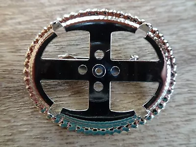 Beaded Horizontal Rhodium Bright Silver Plated Brooch 30x40mm (pkg 12) 0496 - Image 1 of 4