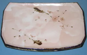 Pink & Koi Fish Shokawa Japanese Stoneware Sushi Plate Tray Japan Made Excellent - Picture 1 of 9