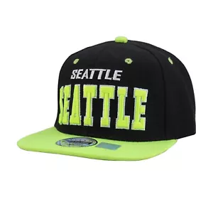 Seattle City Snap Back Two Toned Neon Hat Embroidered Casual Baseball Cap - Picture 1 of 2