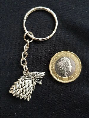 Game Of Thrones Wolf Key Ring Key Chain Stark House Pendant TV Series  - Immagine 1 di 4