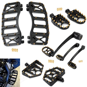 MX Style Foot Pegs Floorboards Brake Shifter Levers Kit For Harley Road Glide FL - Foto 1 di 13