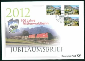 DEUTSCHE POST JUBILÄUM - FDC 2012 MITTENWALD - EISENBAHN ZUGBRÜCKE 'u749 - Bild 1 von 4