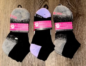 On the Go Cushion Low Cut Socks 6 Pairs Black Purple Gray Women's 4-10 - Picture 1 of 4