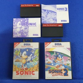 Master System SONIC THE HEDGEHOG x2 Games 1 + 2 Boxed&Complete PAL (Works in US)