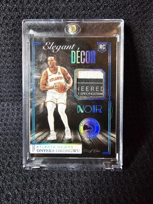 2020-21 Noir Onyeka Okongwu RC Elegant Decor 1/1 One of One Platinum Laundry Tag - Image 1 of 3