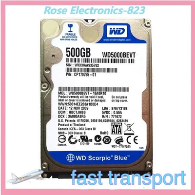 Western Digital WD5000BEVT 5400RPM 500GB SATA 2.5" Laptop HDD Hard Drive 9.5mm - Image 1 of 4