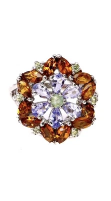 925 Sterling Silber Ring Birne Tansanit 4x3mm Smaragd Peridot Edelstein Schmuck - Bild 1 von 4