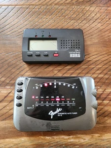 FENDER CHRONOMATIC AUTO TUNER AX-12& KORG GUITAR/BASS GA-1 TUNERS USED - Picture 1 of 5