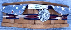 Cesta bandera inaugural Longaberger 2009 con tapa-revestimiento-protector-atar político - Imagen 1 de 12