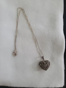 Vintage Italy FAS 925 Sterling Silver Heart Locket Necklace - Picture 1 of 13
