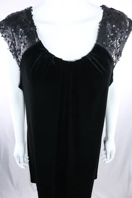 Marks & Spence M&S Black Velvet Party Dress PETITE Size UK 16 - Image 1 of 4